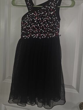 Girls Disorderly Kids Formal Dress Size 7 Black Red Sequin